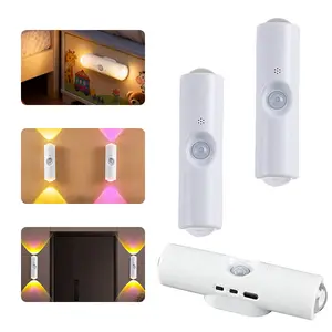3/4 PCS Smart RGB Dimmable Wall Lamp, USB Rechargeable Motion Sensor LED Night Light, Magnetic Sunset Mood Light with RGB Gradient, Wireless Step Light for Bedroom Living Room Hallway Stairs Entryway Halloween Decor
