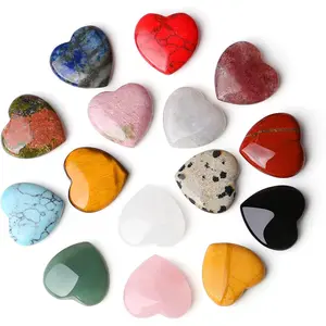 15PCS Natural Heart Healing Crystals Love Stones Rose Quartz Clear Quartz Tiger Eye Heart Set Bulk Polished Pocket Palm Thumb Gemstones Meditation Chakra Reiki Energy Balancing 0.8 inch