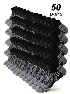 Men's Colorblock Print   Ankle  Socks, Casual Comfortable Breathable Socks for Daily Wear, Socks for Men