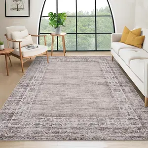 Vintage Printed Area Rug Washable Area Carpet Short Pile Non-slip Rug for Bedroom Dining Room Office Laundry Room