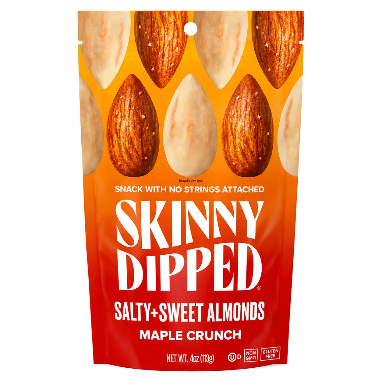Skinny Dipped Natural Almond On-The-Go Snack - Maple Crunch Flavor, Sweet, Light Coating, 4oz Snack Size, Resealable Packaging, Ideal for Midday Cravings, Protein Dietary Fiber Healthy Fats Contains Almonds