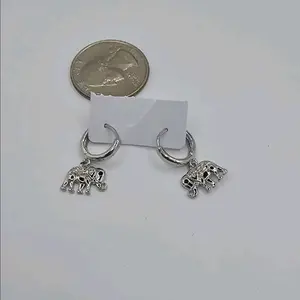 ELEPHANTS small earrings hoops style gold-plated--=%2=- dangle=%2=----=%2=- earring=%2=-- dangle earring