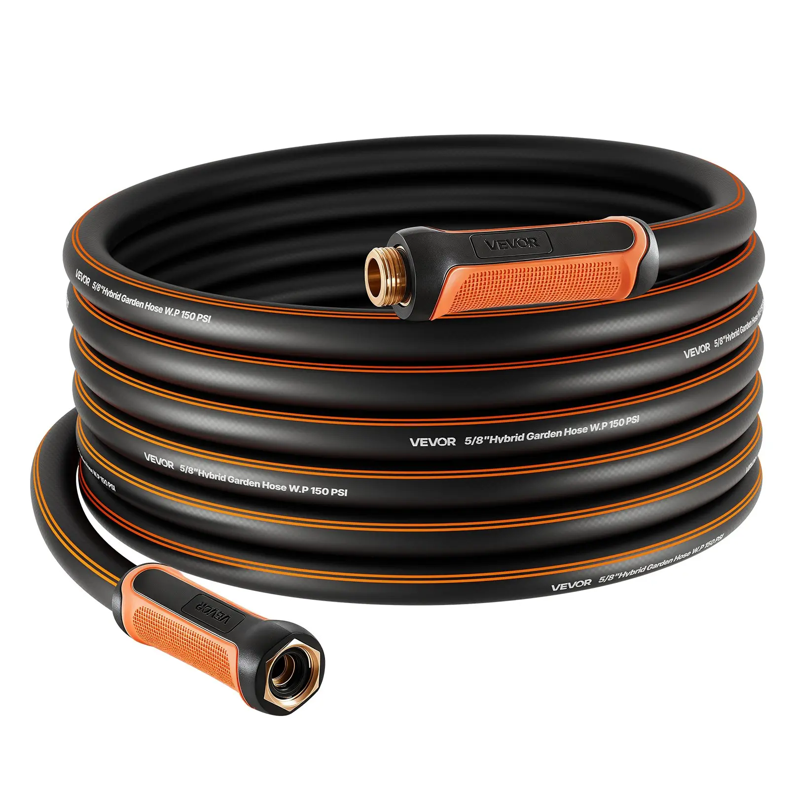 【DealsForYouDays】 50 ft 5/8" Heavy-Duty 4-Layer Hybrid Rubber Garden Hose - 150PSI Working Pressure, 600PSI Burst Pressure, Flexible Non-Kink Outdoor Water Hose with 3/4" Swivel End Fittings, Lightweight for Gardening, Cleaning, 150 Psi, Washing Cars, 4-L