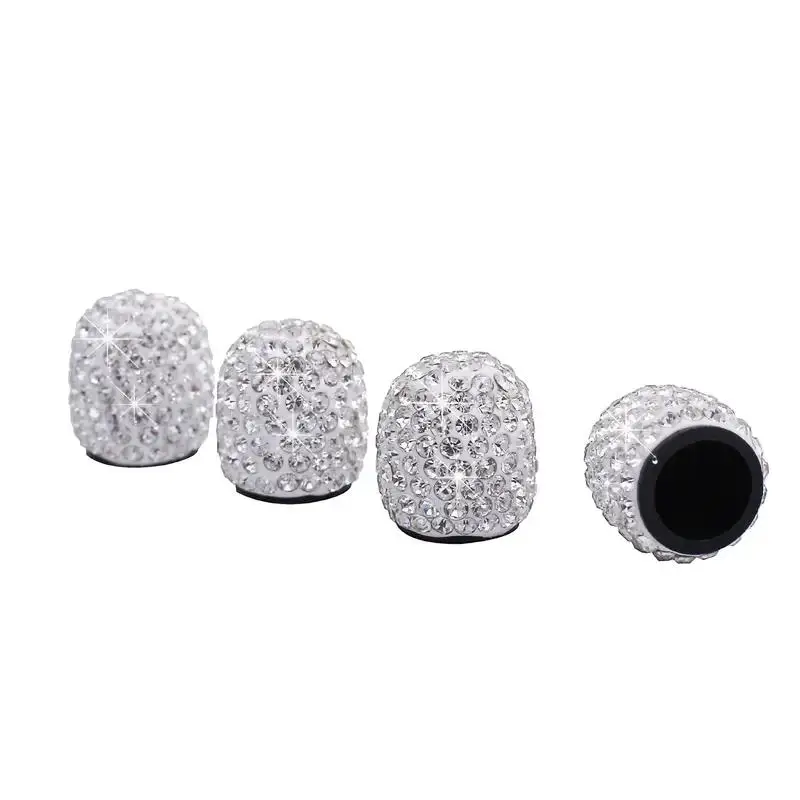 Rhinestone Decor Car Valve Cap, Universal Tire Valve Stem Caps, Car Tyre Repair & Fitting Tool, Car Exterior Accessories