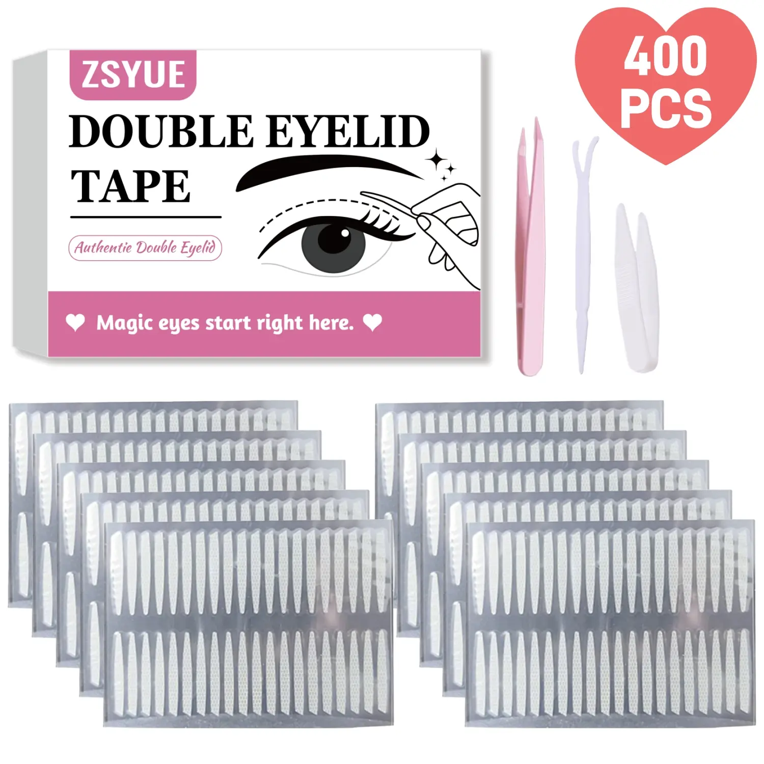 400PCS Invisible Eyelid Tape, Eyelid Lifter Strips, Beauty Tool, Eyelid Tape for Hooded Eyes Invisible, Instantly lifts Skin Around The Eyes Without Surgery, Creating Deep, Natural-looking Eyelids, Cosmetic Invisible Beauty Tape