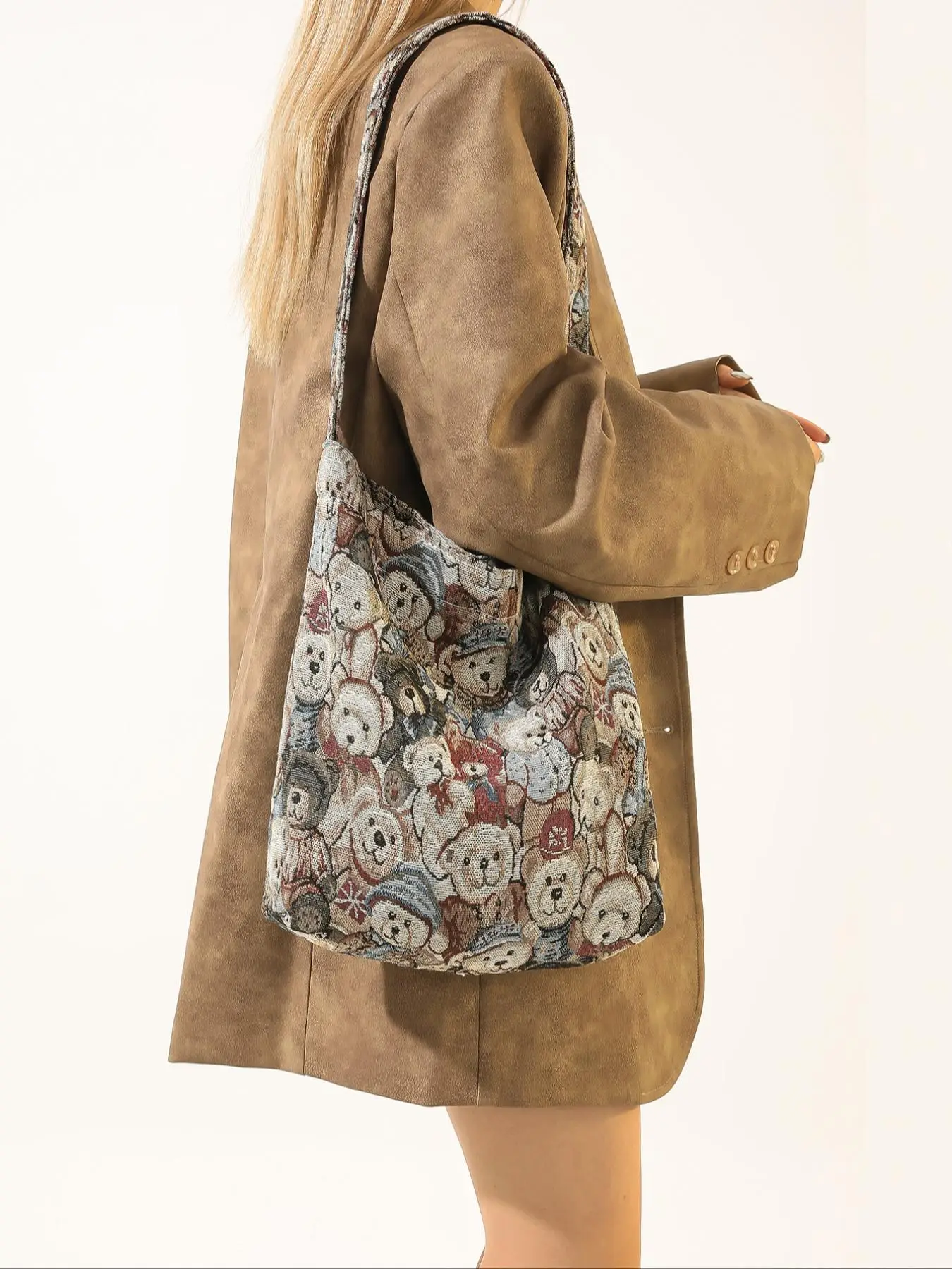 Random Floral Print Women's Simple Shoulder Bag, Vintage Large Capacity Tote Bag for Daily Used, Casual Trendy Versatile High-quality Daily Commuting