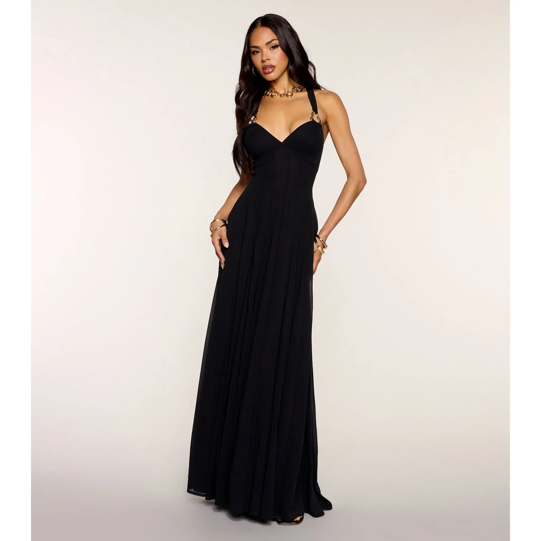 Bella Chiffon Lace-Up Formal Dress