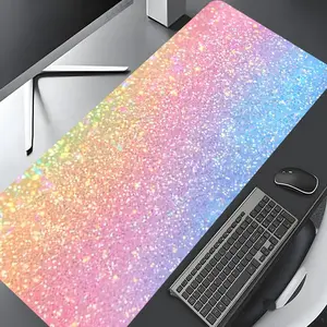Glitter Colorful Pattern Mouse Pad, Rectangle Gaming Mouse Pad, Non-slip Rubber Base Keyboard Mat for Home Office Game Room Desk, Universal Mouse Pad