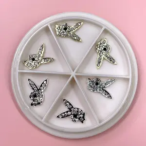 3 Silver 3 Gold Playb0y Bunny Charms for Nail Art Designer