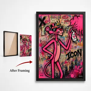 1PC Modern Poster Graffiti Art Pink Panther Canvas Painting Colourful Posters and Prints Wall Art Living Room Home Decor tiktokshopspringglowup custom