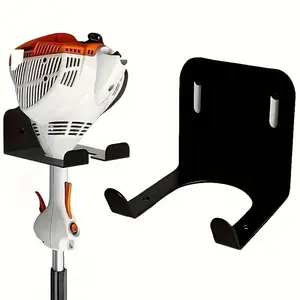 Heavy-Duty Steel Lawn Mower Wall Mount, Easy to Install Garage Organizer, For Lawn Mower & Hedge Trimmer, Black Metal Tool Storage Hook with Vent Slots