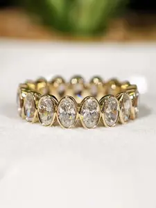 Elegant Oval Shape Ring, Fully Encrusted Artificial Zirconia, Simple Yet Luxurious, Perfect for Daily Wear or Gift Giving, Elegant Everyday Ring