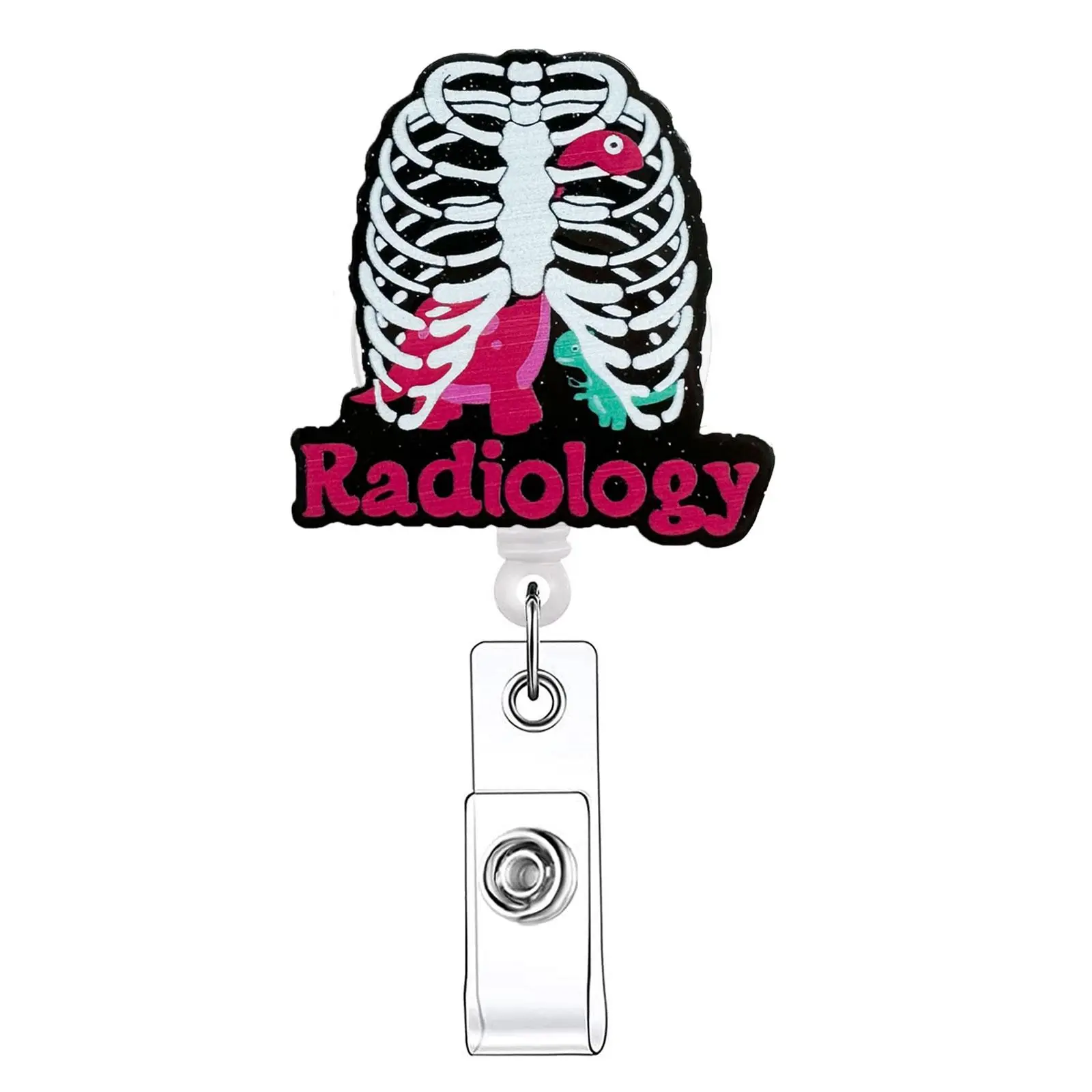Retractable Badge Reel, 1 Count Acrylic ID Holder with Clip for Nurses, Doctors, Students & Office Staff, Identification Badges & Supplies