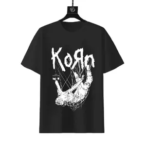 Korn Nu Metal Band Hanging Human In Net Sketch Art Vintage Distressed Classic Rock Music Fan Casual Daily Wear Graphic Short Sleeve T-Shirt