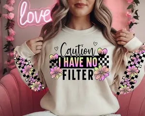 I Have No Filter Crewneck with Double Sleeves Comfortable Fit Unique Design for Casual Wear Distinctive Style for Everyday Use