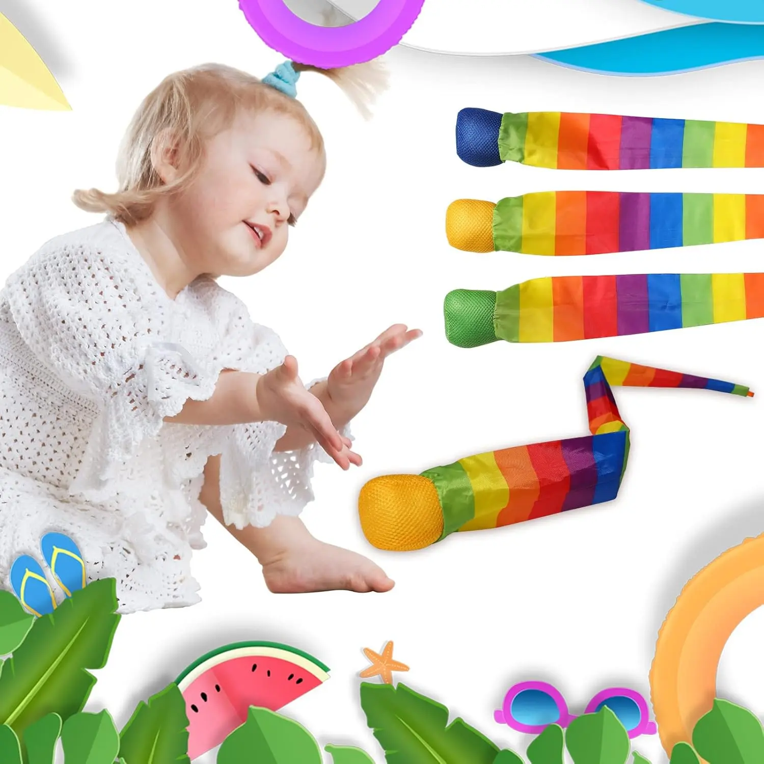 3-Pack Rainbow Tail Throw Catch Balls, Foam Sports Comet Ball, Soft Multicolor, Indoor Outdoor Kids Adult School Training, Gift Idea, 23.62 Inches Long