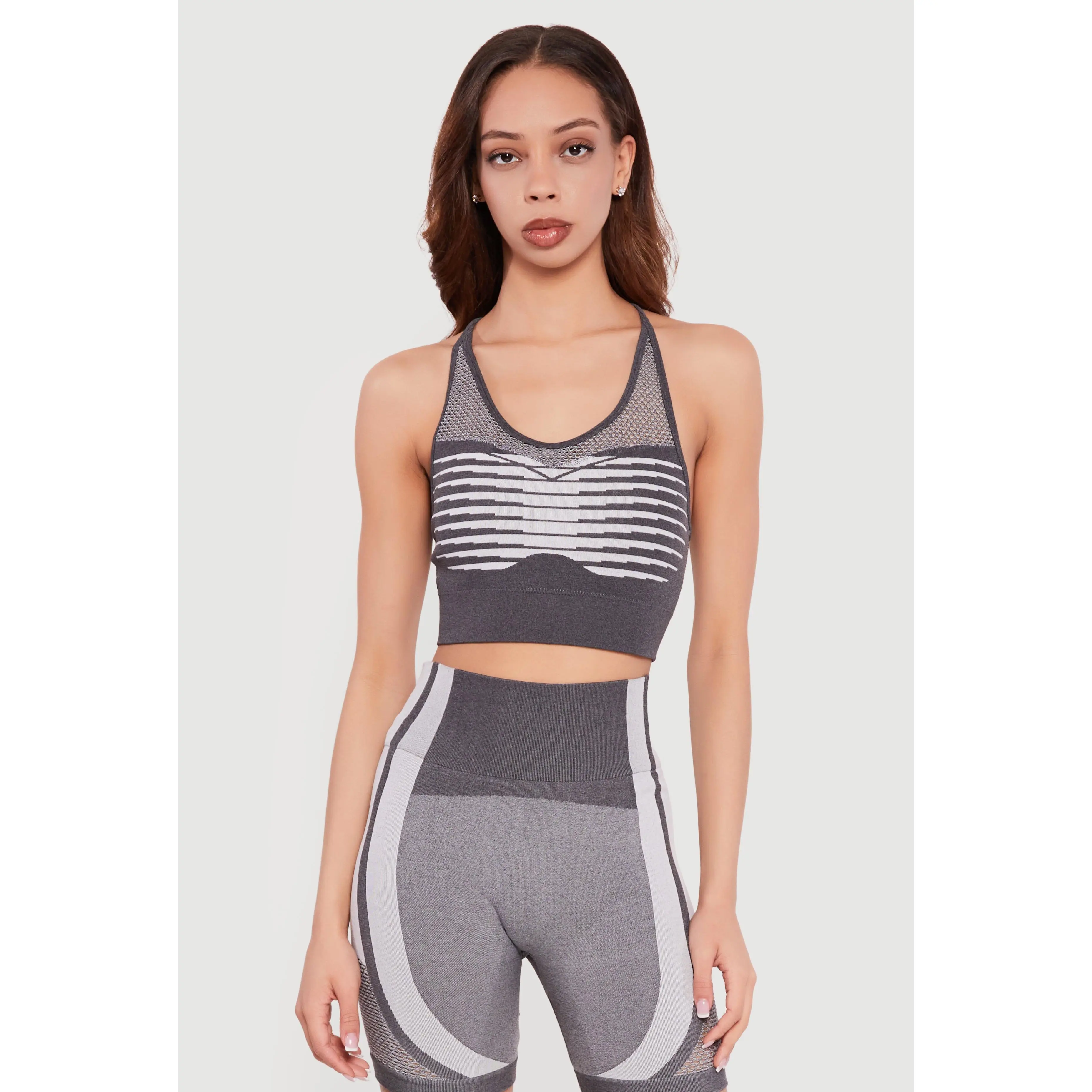 Color Blocked Seamless Racerback Sports Bra
