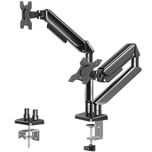 WHYFONE Ergonomic Dual Monitor Arm Stand Full Motion Adjustable Desk Mount with Gas Spring Mechanism & Cable Management for 13-32 Inch Screens