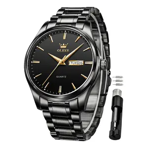 OLEVS Classic Men Watches with Date,Stainless Steel Man Watch with Date, Bussiness Watches for Men,Luminous Quartz Mens Watches Black/White/Blue/Gold, Waterproof Male Reloj para Hombre
