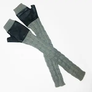 Maxi Moto Leather Fingerless Opera Length Gloves