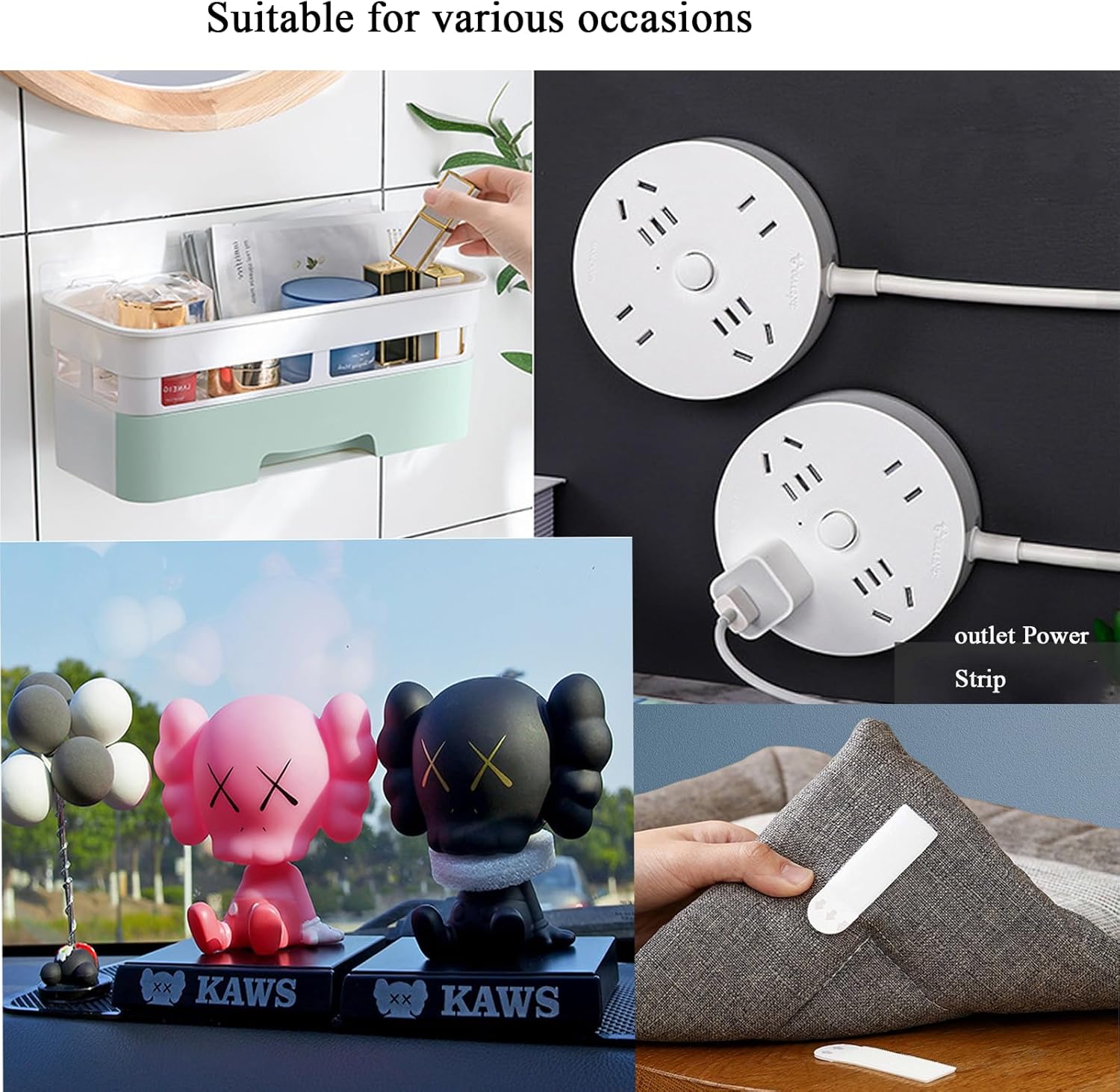 Removable Picture Hanging Strips Nail-Free Double Sided Adhesive Strips No Damage Wall Mount for Frames Hook & Loop All-in-one Heavy Duty