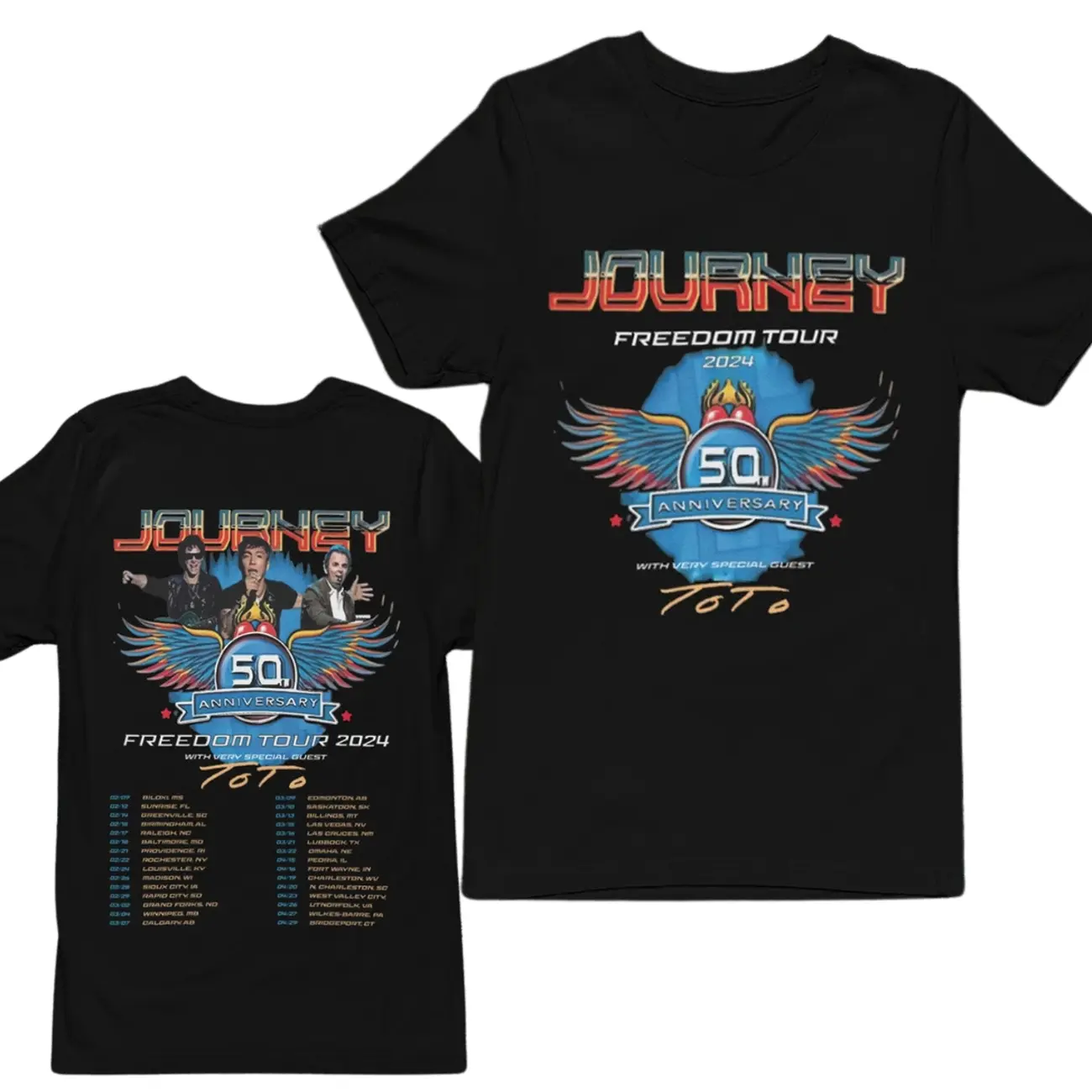 Vintage Journey Freedom Tour 2025 T-Shirt, Unisex Concert Tee, Journey with Toto Band Merch, Retro Rock Music Shirt, Fan Gift Apparel