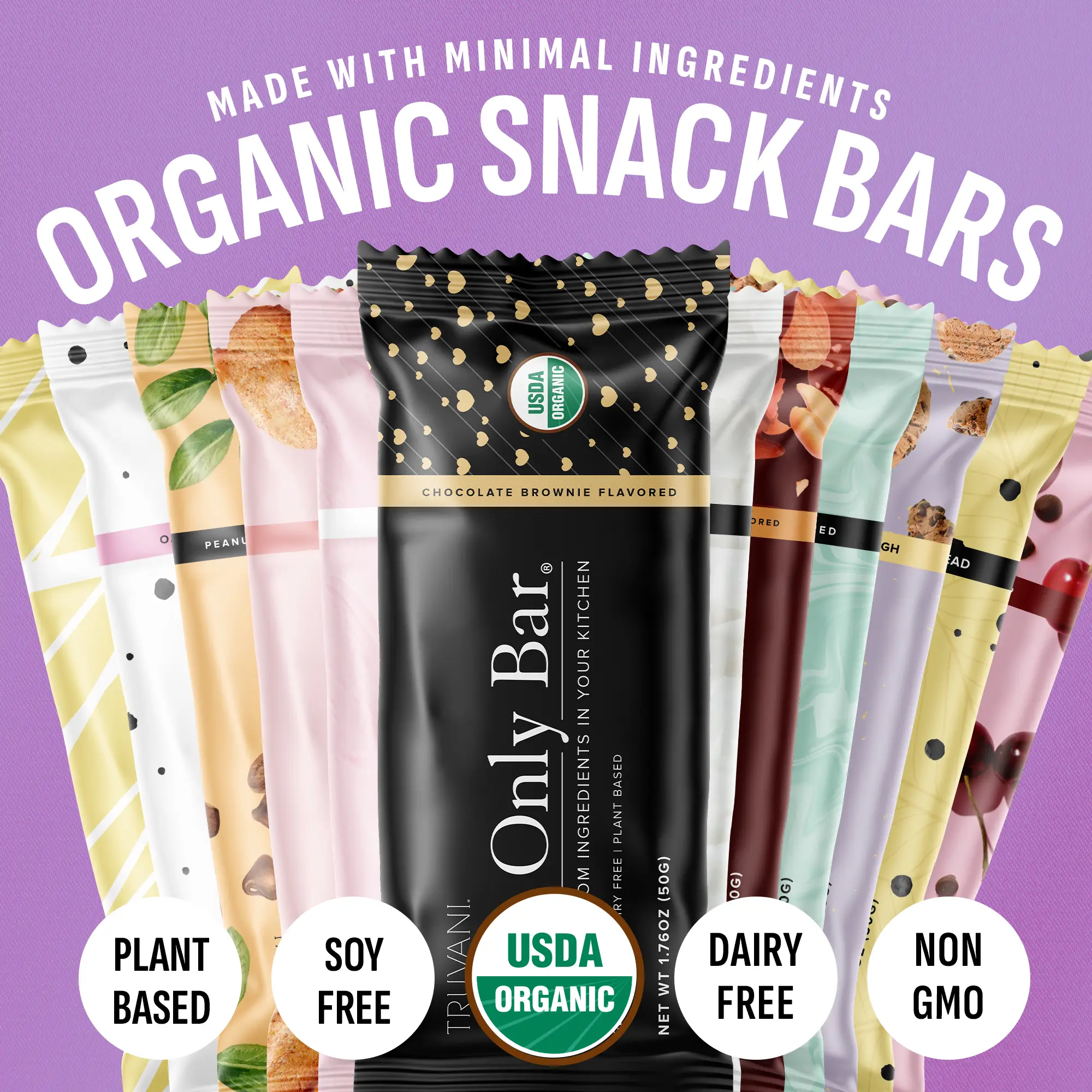 The Only Bar by Truvani | Organic Snack Bar with Minimal Ingredients. 5-8g of Protein with 12 Flavors Available.