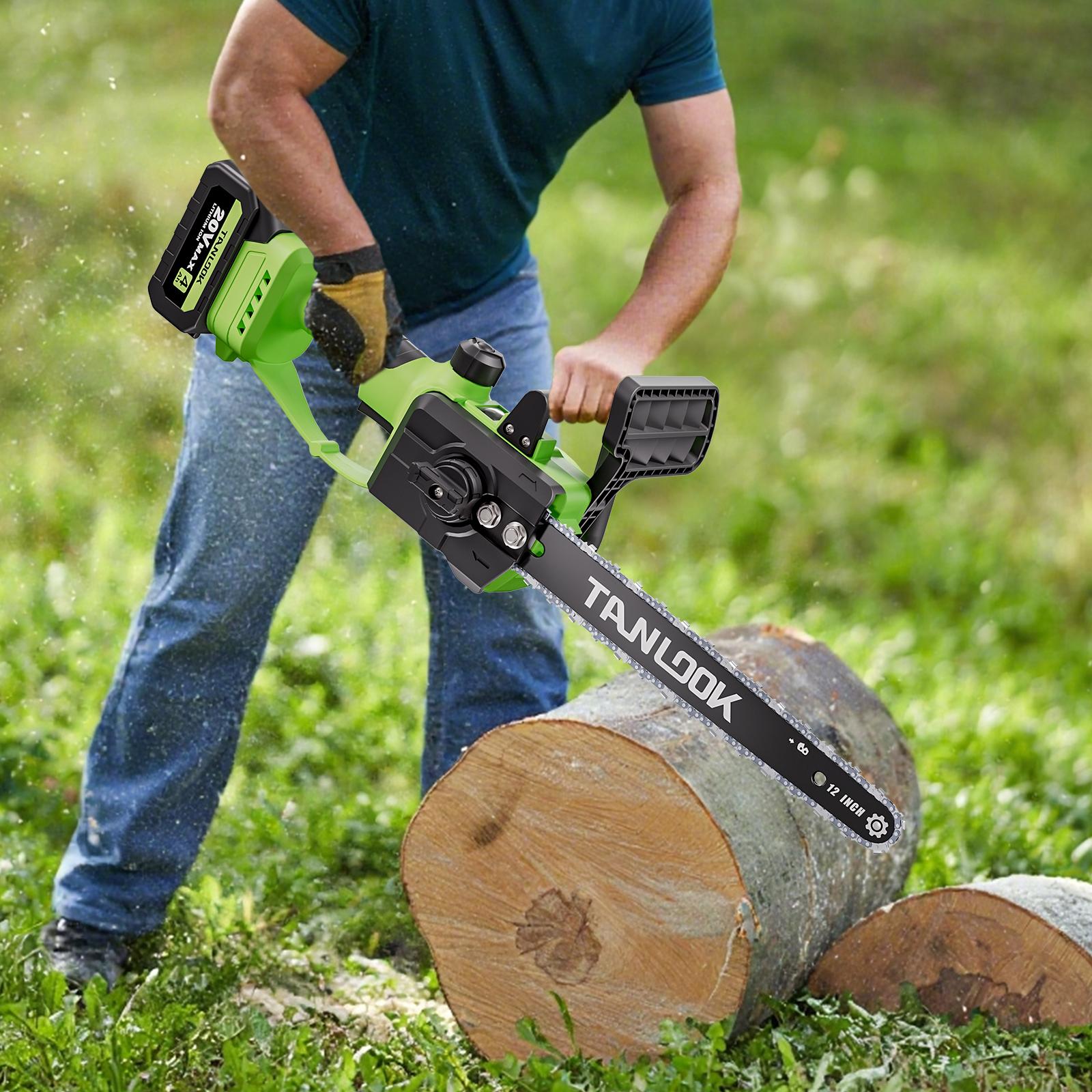 Outdoor Cordless Chain saw 12" Wide Guide Rail–Compact handheld electric chainsaw,equipped,2×4Ah batteries,highly efficient for wood cutting,tree trimming and pruning–ideal for woodworkers and DIY enthusiasts garden gadgets yard tool gardening work MJ3