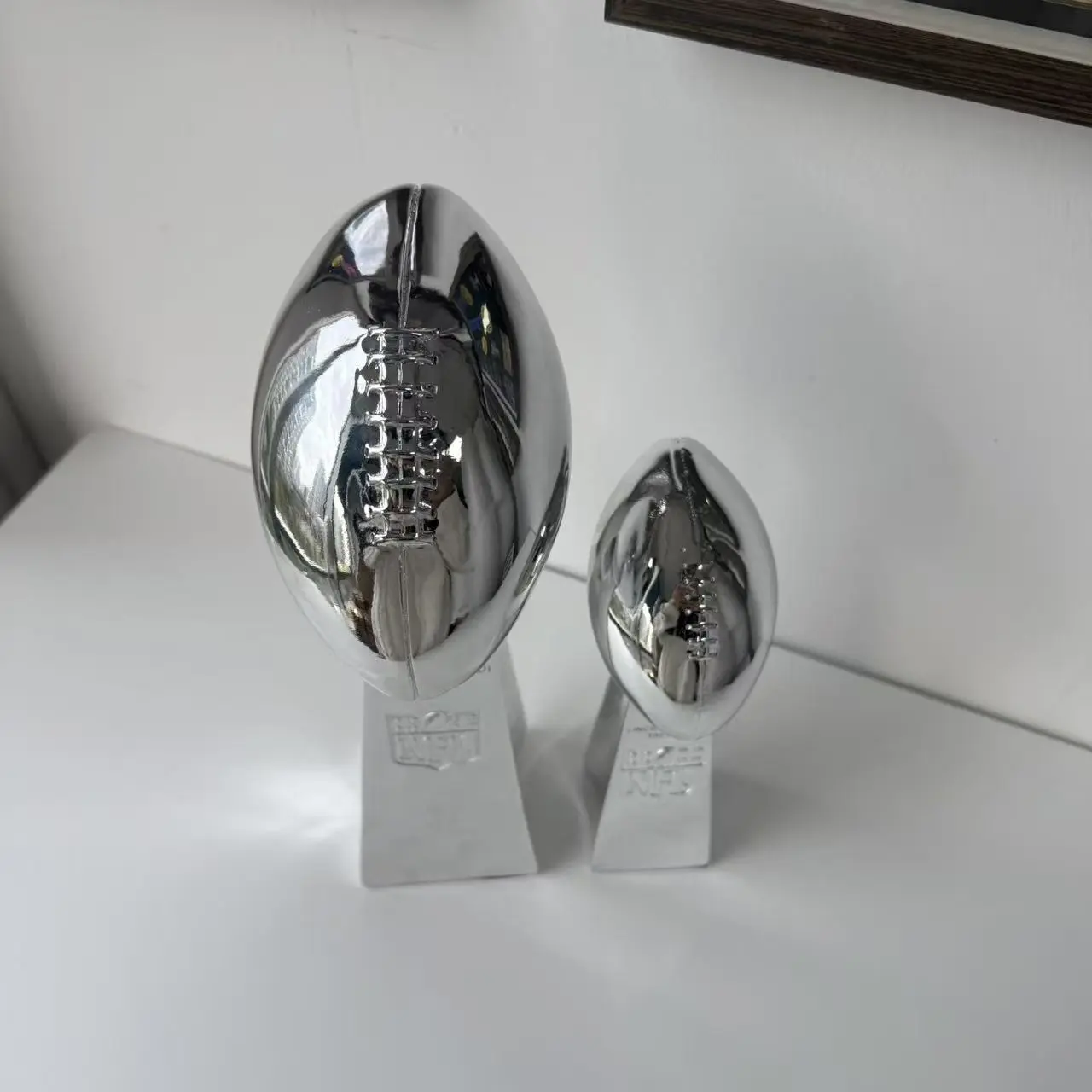 Guaranteed Perfect Gift! Silver Triangular Trophy of American Football’s Ultimate Glory, Premium Replica Alloy Model, Deluxe Collectible Gift for Fans