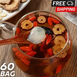 60 Bag Kidney Tea Formula Ginseng Five Treasure Tea Combination Scented Tea Eight Treasure Tea Red Date Wolfberry Tea Men's Tea Health Tea Mulberry Herbal Formula Organic Chinese Health Tea