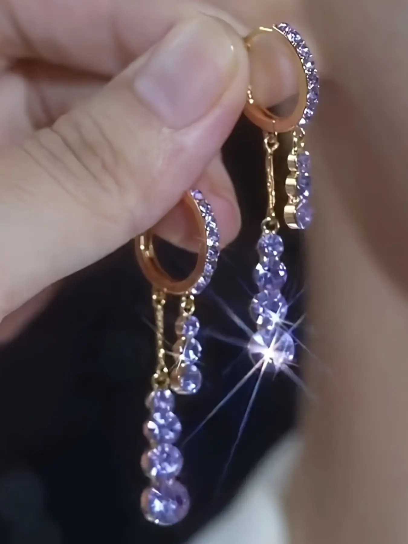 Fashion Zircon Long Tassel Dangle Hanging Earrings for Women, Elegant and Simple Party Jewelry, Versatile Evening Accessories