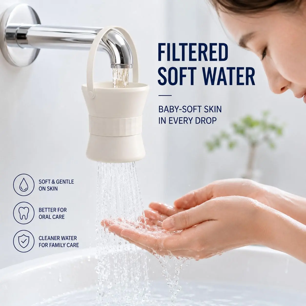 Bathtub Water Filter, 10-Media Filtration, Easy Hanging Design Helps reduce chlorine, fluoride, sediment and impurities for gentler bath water; easy hanging setup fits most tub faucets