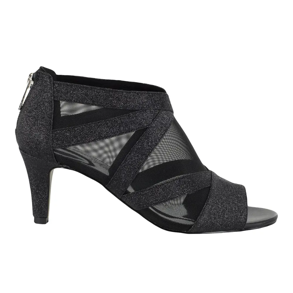 Easy Street Womens Dazzle Glitter Evening Peep Toe Pumps Dress Casual Mid Heel 2-3" - Black