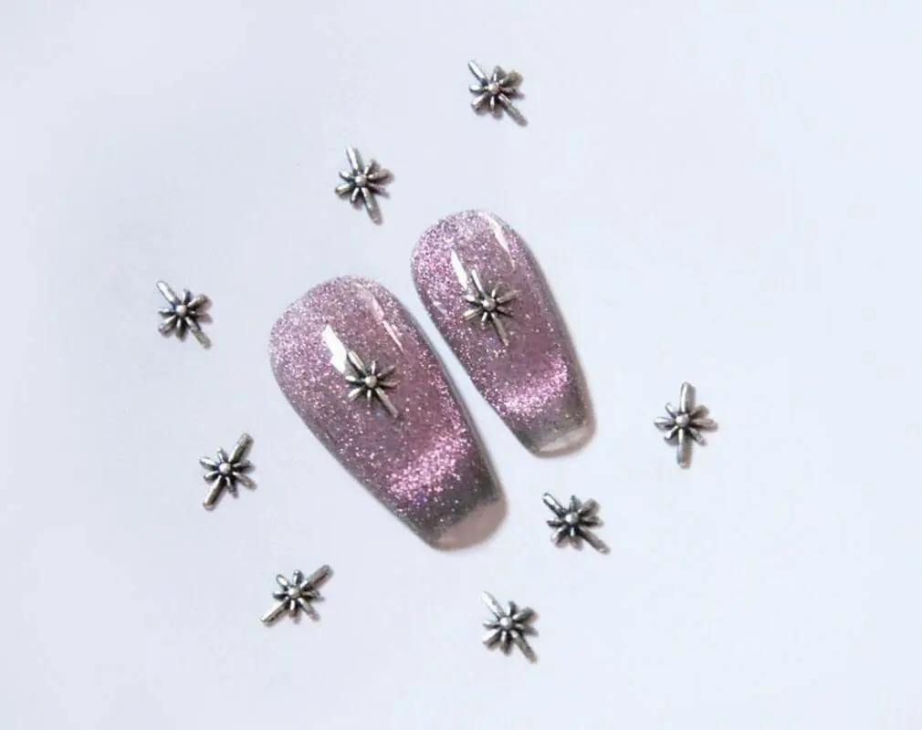 10pcs Quadrangular Star Nail Studs Metal Decal