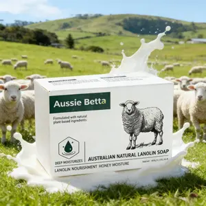 Aussie Betta Australian Natural Lanolin Soap - Pure Solid Soap for Gentle Cleansing, Suitable for All Skin Types, Deep Moisturizing, Natural Ingredients