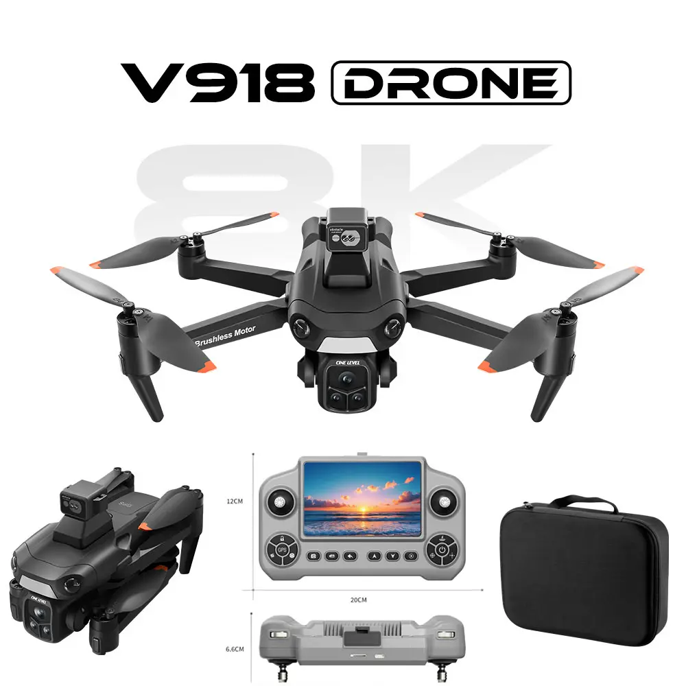 V918 MAX GPS Quadcopter Drone with Camera - Brushless Motor, Screen Controller, Optical Flow Hovering, Stable FPV Transmission, Foldable RC Drone for Amateurs, Christmas Gifts for Him (Phones & Electronics, Cameras & Photography Accessories), Plastic Quad