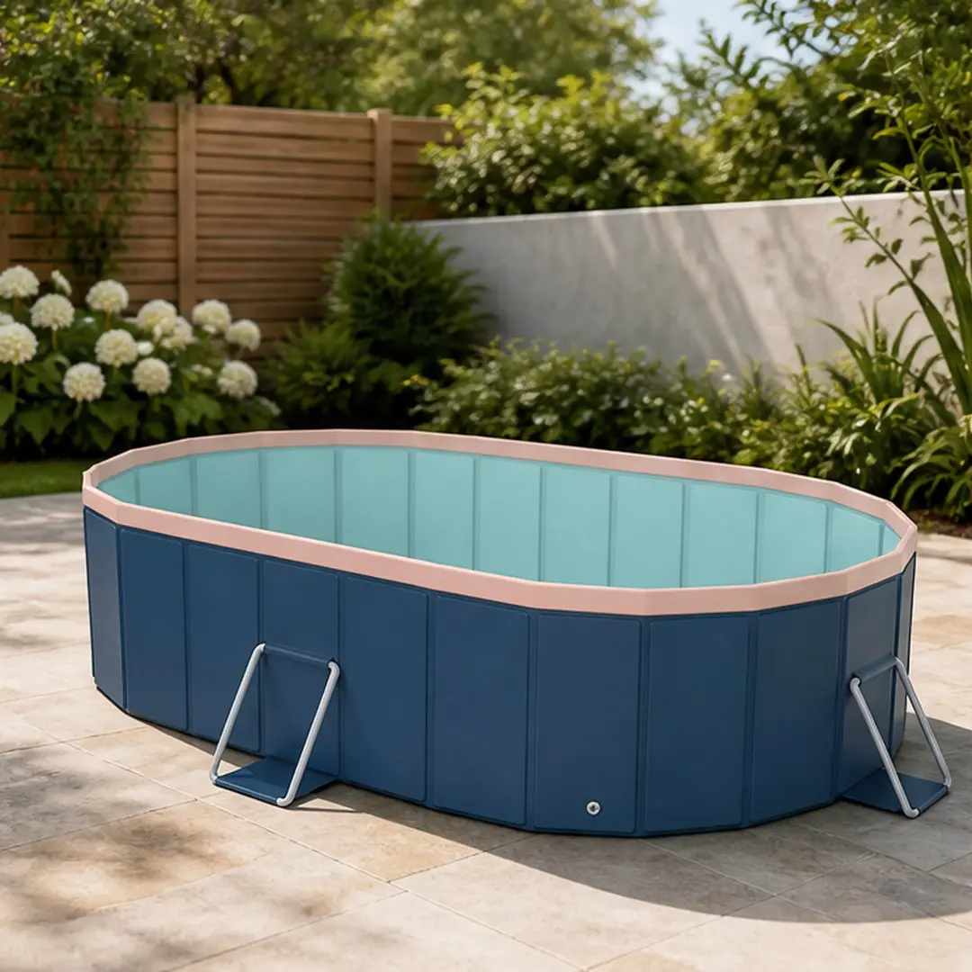 ARCH Foldable 1.8m PVC Portable Swimming Pool - Fast Fold & Store, Durable Blue-Gray, 14.99 lb, Patio Use, Family Summer Cooling, Easy Setup, Home & Garden PVC Water Pool Supplies