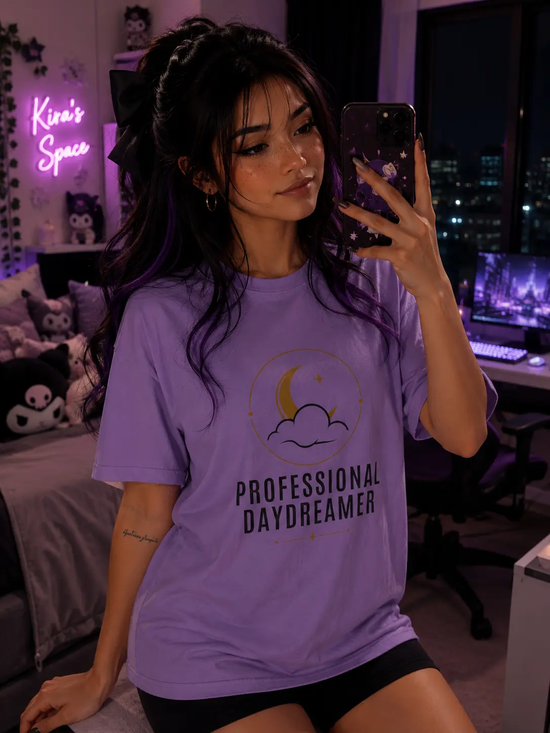 Professional Daydreamer T-Shirt — Moon & Cloud Graphic Tee