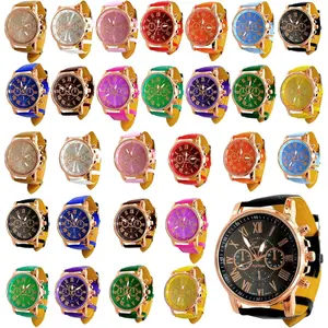 28 count Assorted  Watch Sets for Men and Women with Roman Numerals PU Leather Bands, Unisex Quartz Watches,Women's Wrist Watches
