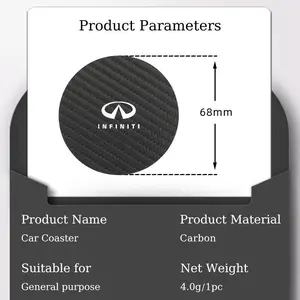2Pcs Car Carbon Leather Water Cup Pad Anti-noise Coaster Mat For Infiniti Q50 FX35 Q30 G37 Q70 QX70 G35 Q60 QX50 QX60 QX80 QX30