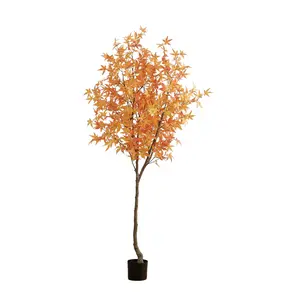 Nearly Natural 7-ft Autumn Maple Artificial Fall Tree - Orange