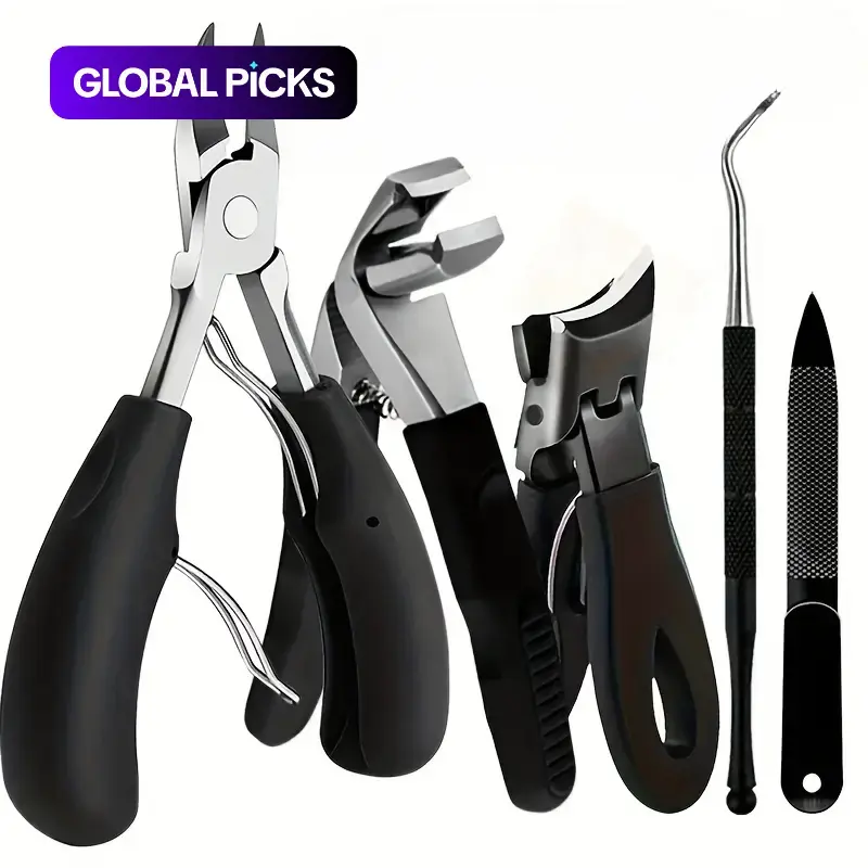Professional Nail Clipper Set, 5-Piece Stainless Steel Manicure and Pedicure Kit with Nail Clippers, File and Pliers for Home and Salon Use, Nail Tools, Nail Care Tool #GLOBAL PICKS