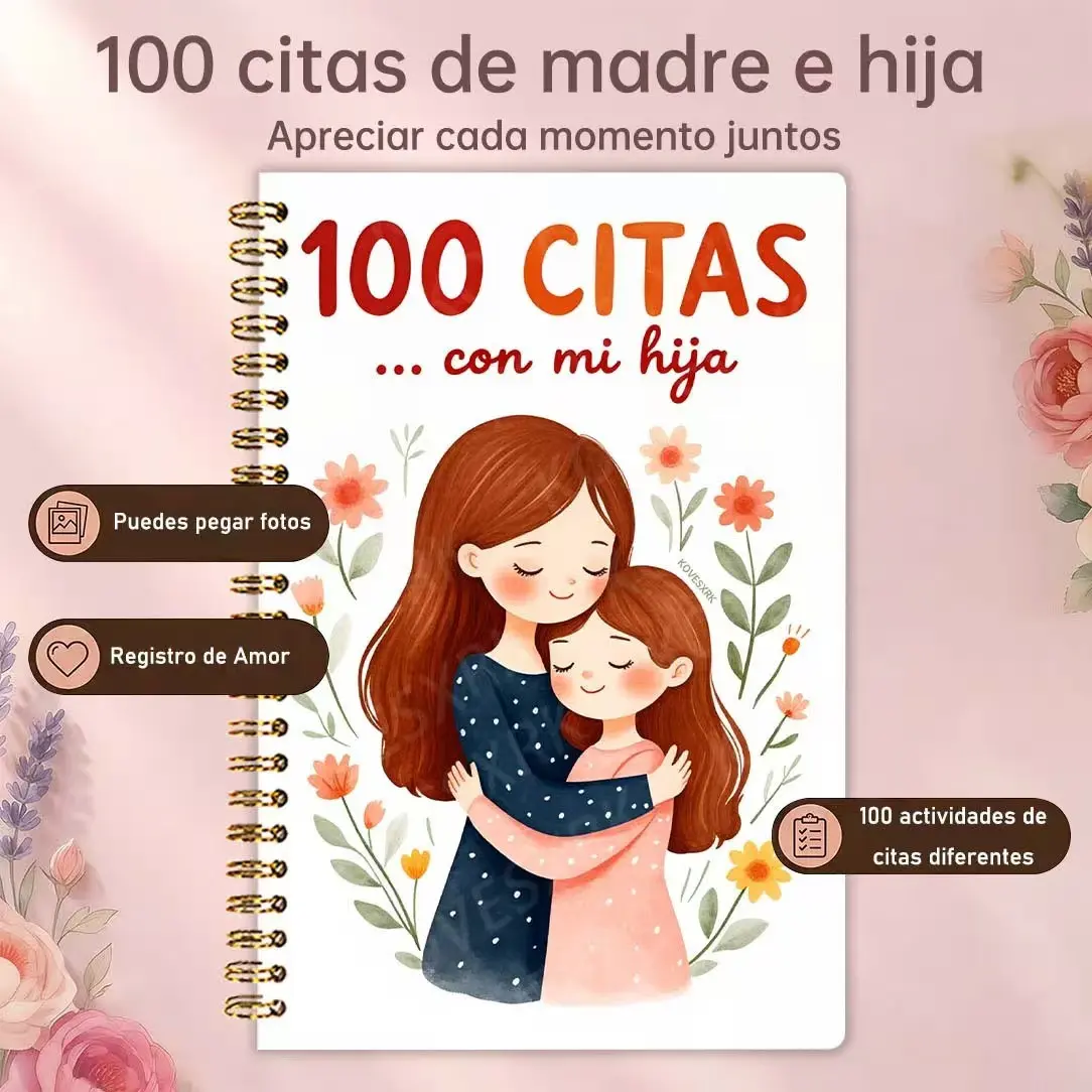 Spanish Parent-Child Memory Notebook, Interactive Notebook, Memory Journal, 100 Dates with My Daughter, Ideal Gift for Mother's Day, Daughter's Birthday, Anniversary