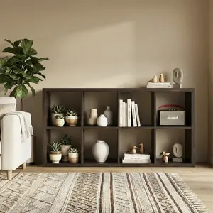 Endearing Limons Wooden Thick Border 8-Cube Storage Organizer, Reversible Open Back bookshelf with Anti-Tipping Device, Multifunctional Cube Shelf for TV Stand, Bedroom, Living Room, Study and Nursery