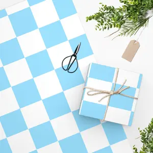 Blue and White Checkered Wrapping Paper,Blue Paper,Birthday Paper,Blue Wrapping,Retro Wrapping Paper,Gift Wrapping,Paper Craft,Plaid Wrap