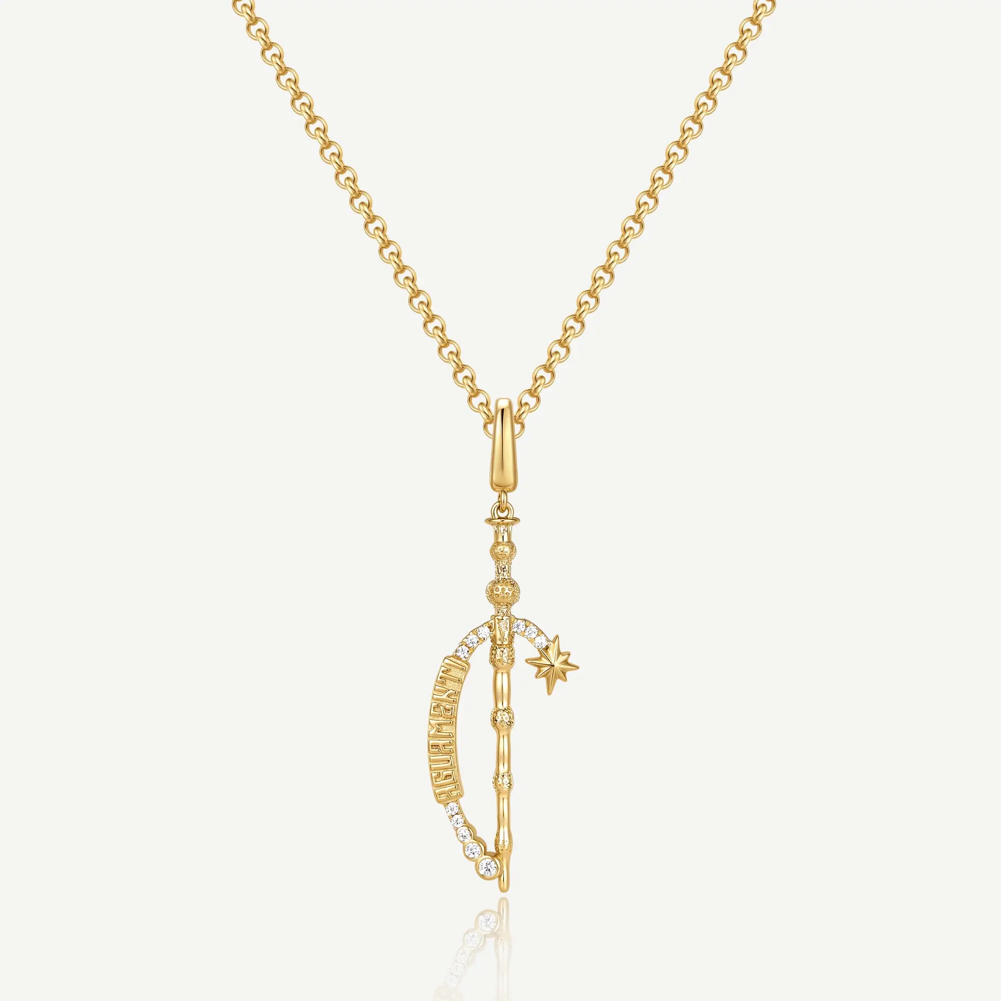 Harry Potter Elder Wand Silver Charm Necklace, Collectible Jewelry with Engraved Incants, 2 Colors, Collectibles, Daily Wear, Two Colors