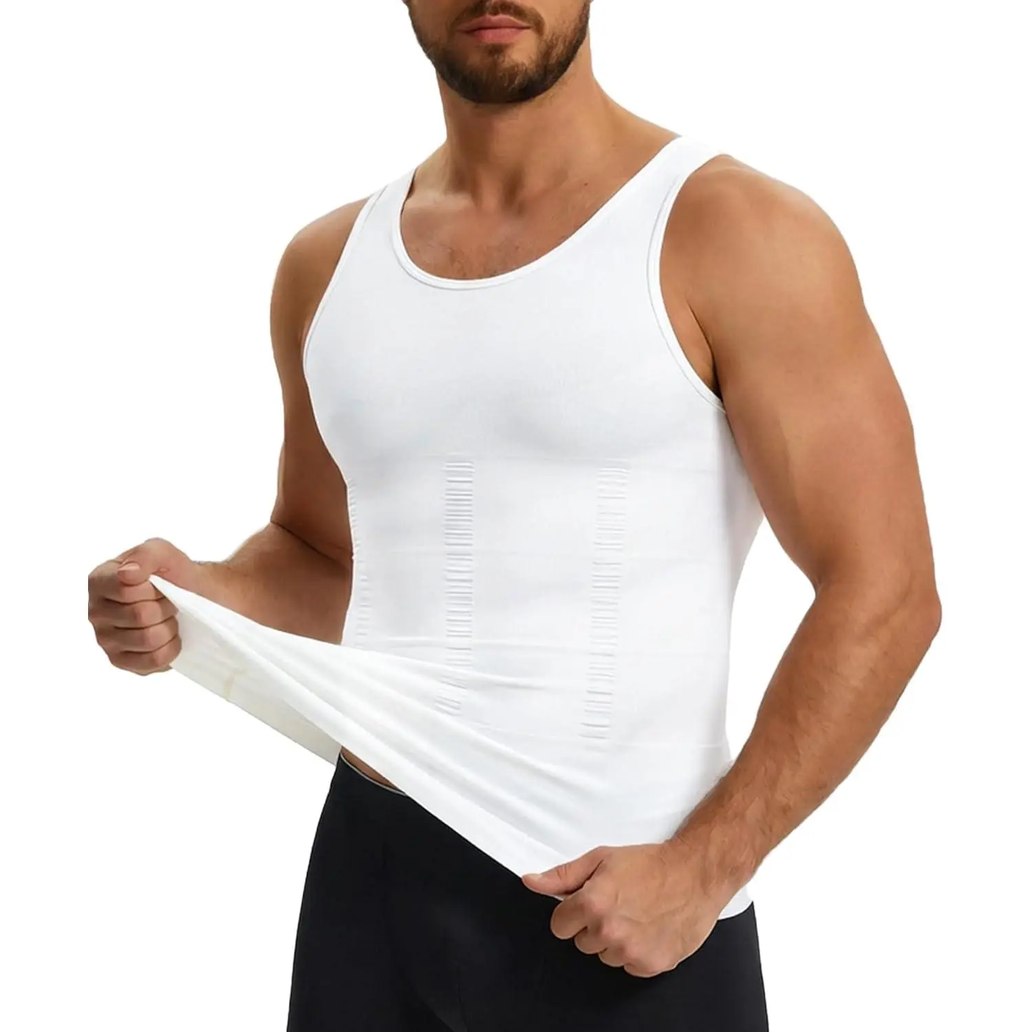 Nebility Compression Shirt Men – Shapewear Tank Tops Undershirt Tummy Shaper Vest Slimming Compression Tanks for Workout