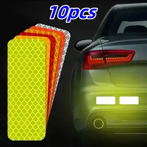 10pcs Reflective Safety Custom Stickers for Cars and Motorcycles in Bright, Waterproof High Visibility Reflective Tape for Bikes & Luggage
