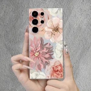 Creative Simple Beautiful Flower Pattern Transparent Mobile Phone Case for Samsung S23/S23PLUS/S23ULTRA/S23FE/S22ULTRA/S22PLUS/S22/S21ULTRA/S21FE/S21/S20ULTRA/S20PLUS/S20/A55 5G/A54 5G Personality Mobile Phone Case