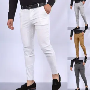 Men's Solid Color Faux Pocket Formal Casual Pants